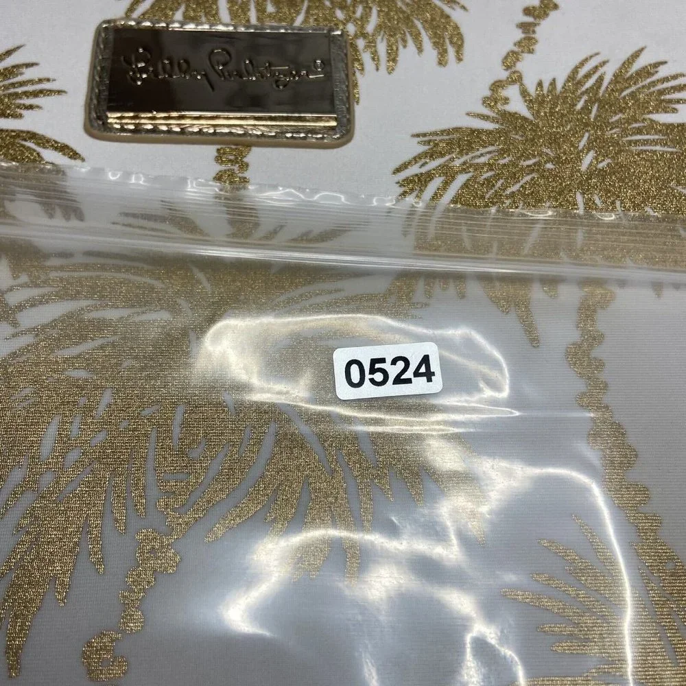 Lilly Pulitzer Gold Palm Tree Print Laptop Sleeve on Cream